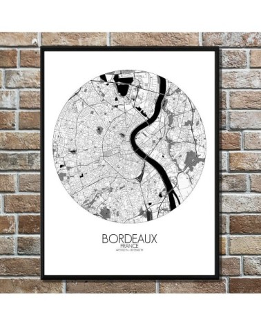 Affiche Bordeaux Carte ronde 40x50