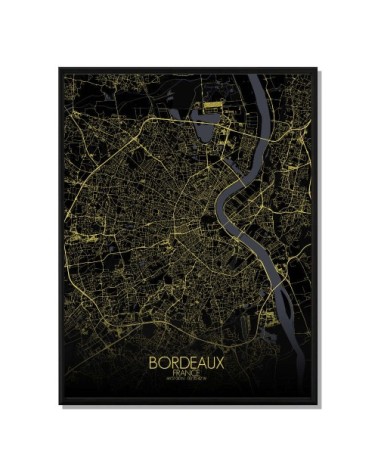 Affiche Bordeaux Carte Nuit 40x50