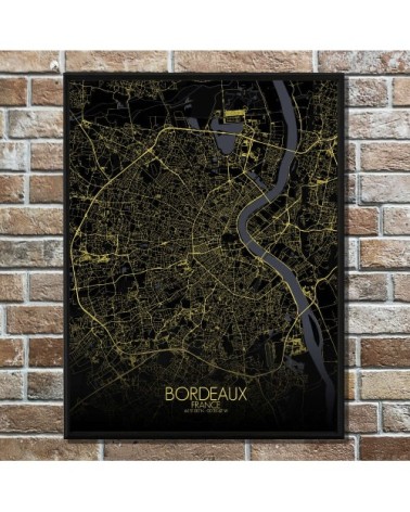 Affiche Bordeaux Carte Nuit 40x50