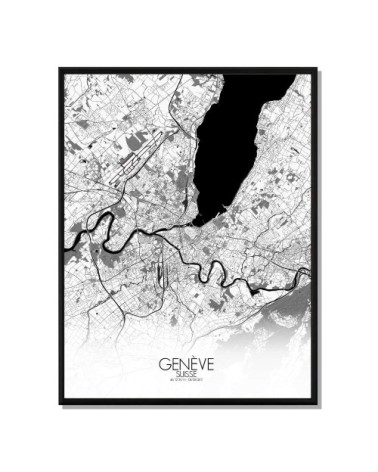 Affiche Geneve Carte N&B 40x50