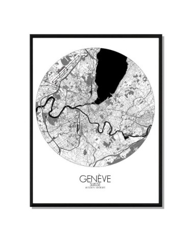 Affiche Geneve Carte ronde 40x50
