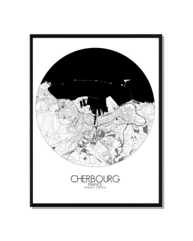 Affiche Cherbourg Carte ronde 40x50
