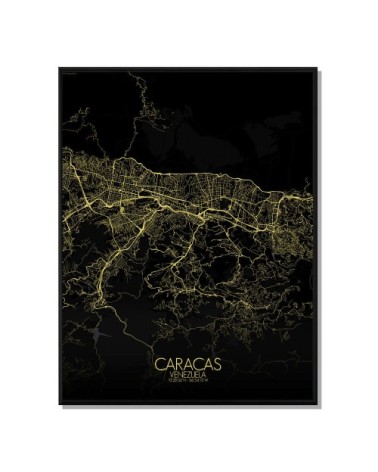 Affiche Caracas Carte Nuit 40x50