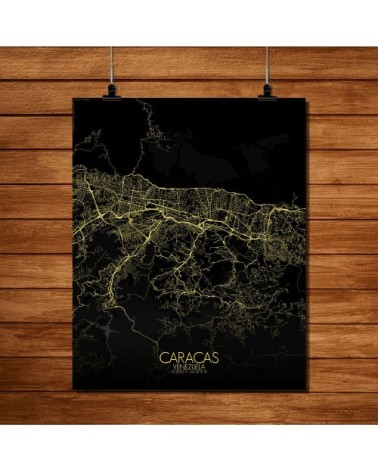 Affiche Caracas Carte Nuit 40x50