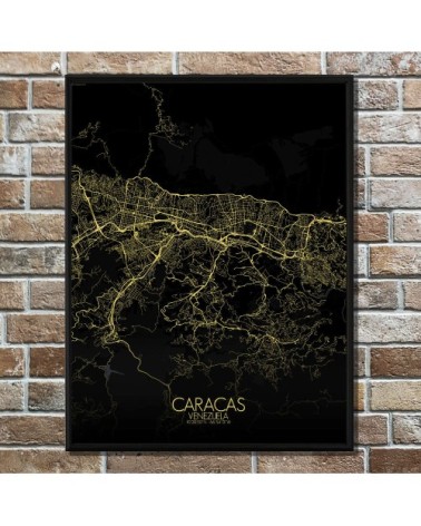 Affiche Caracas Carte Nuit 40x50