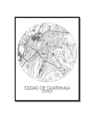 Affiche Guatemala Carte ronde 40x50