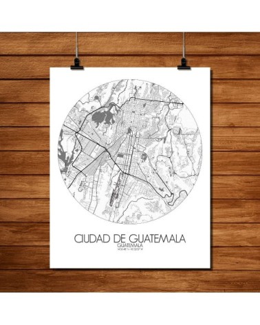 Affiche Guatemala Carte ronde 40x50