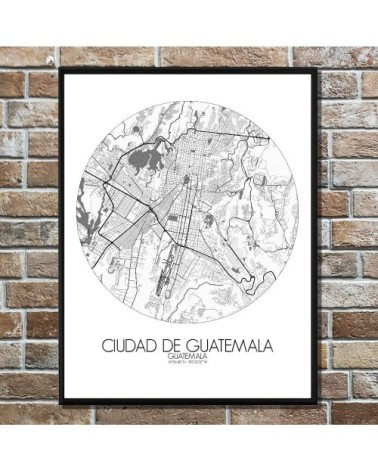Affiche Guatemala Carte ronde 40x50