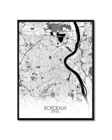 Affiche Bordeaux Carte N&B 40x50