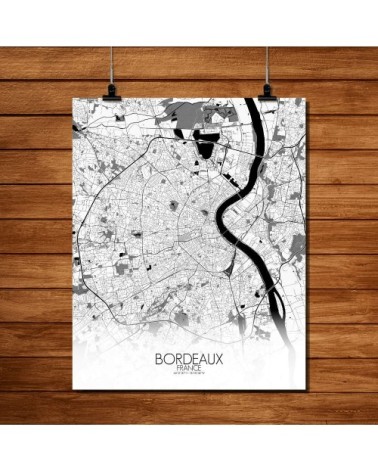 Affiche Bordeaux Carte N&B 40x50