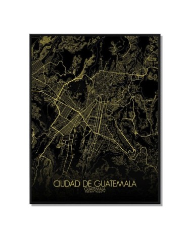 Affiche Guatemala Carte Nuit 40x50