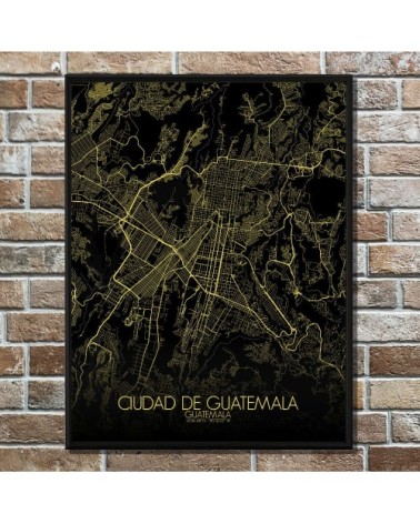 Affiche Guatemala Carte Nuit 40x50