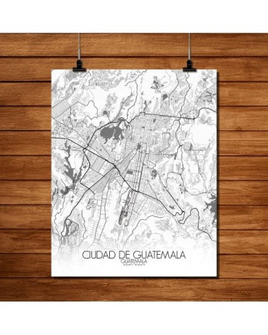 Affiche Guatemala Carte N&B 40x50