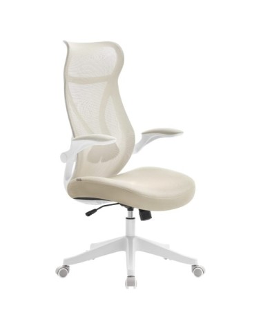 Chaise de bureau accoudoirs rabattables capacité de 150 kg beige