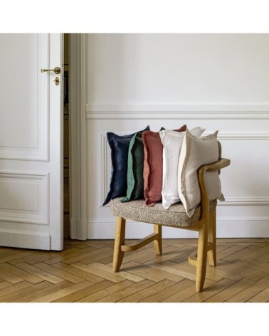 Taie d'oreiller lin 65x65 cm blanc