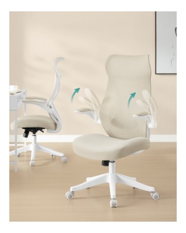 Chaise de bureau accoudoirs rabattables capacité de 150 kg beige