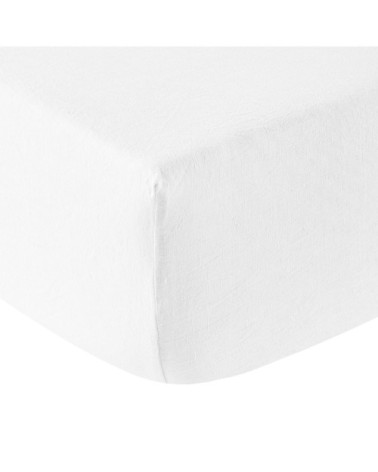 Drap housse lin 160x200 cm blanc