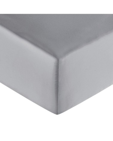 Drap housse coton 160x200 cm argent