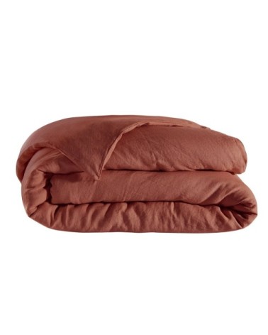 Housse de couette lin 200x200 cm terracotta