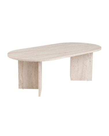 Table basse ovale - l119 cm - effet travertin