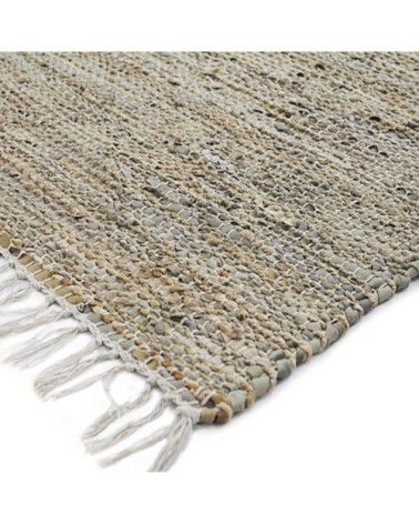 Tapis artisanal cuir et jute 120x170