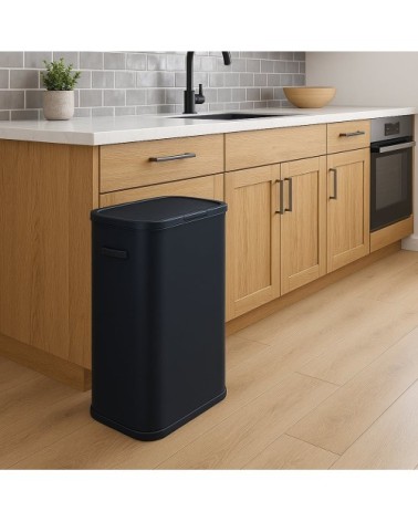 Poubelle de cuisine push acier inoxydable noir 60l