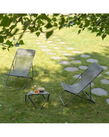 Chilienne jardin pliant multi-positions en acier marron L83xl62xH91