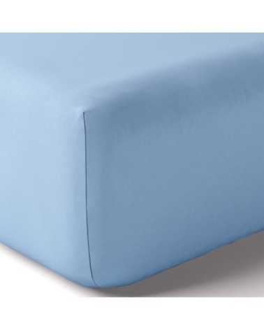 Drap housse coton 80x190 cm azur