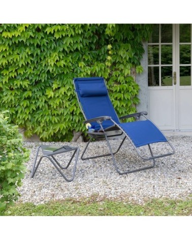 Fauteuil relax matelassé zéro gravité xl en acier bleu l96xl72xh123