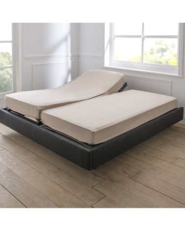 Drap housse duo coton 80x200 cm grège