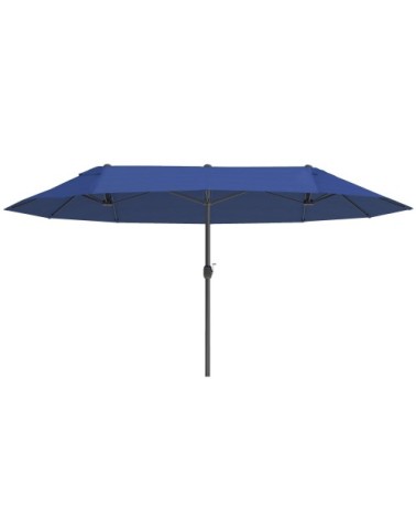 Parasol double rectangulaire avec manivelle acier toile 180g/m² bleu