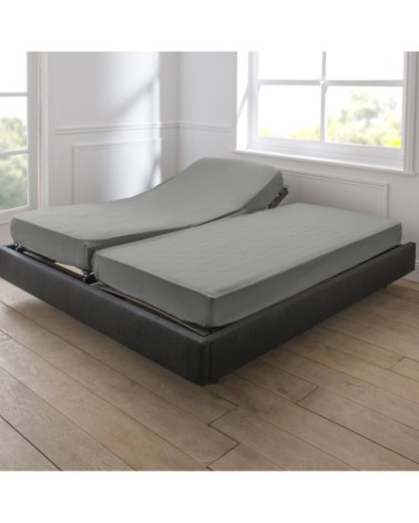 Drap housse duo coton 90x200 cm brume