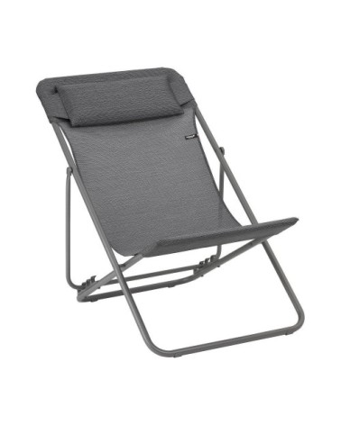Chilienne jardin pliant multi-positions en acier gris l83xl62xh91