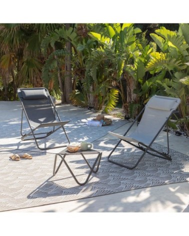 Chilienne jardin pliant multi-positions en acier gris l83xl62xh91