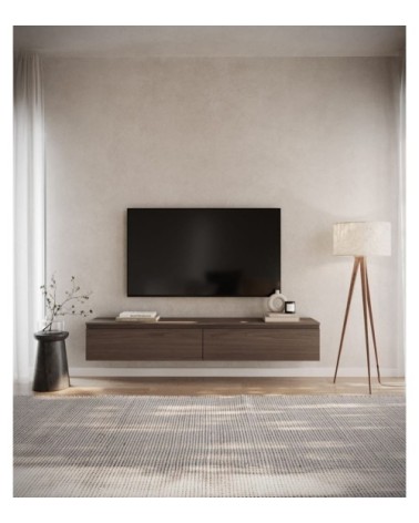 Meuble tv suspendu, aspect noyer wisconsin, 175 cm