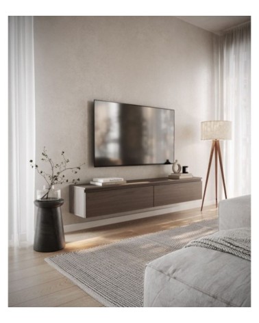 Meuble tv suspendu, aspect noyer wisconsin, 175 cm