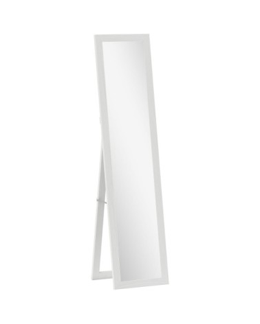 Miroir rectangulaire sur pied mural ou à poser cadre en bois blanc