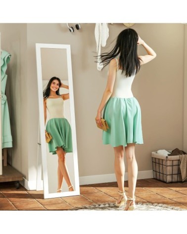 Miroir rectangulaire sur pied mural ou à poser cadre en bois blanc