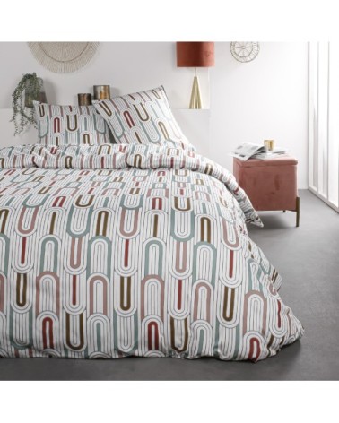 Parure de lit coton 2 personnes imprimé graphique SUNSHINE