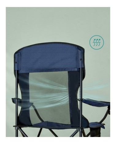 Lot de 2 chaises de camping accoudoirs réglables porte-gobelet bleu