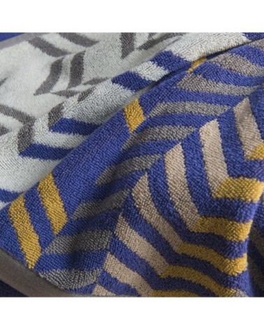 Drap de douche coton 70x140 cm bleu foncé rayé