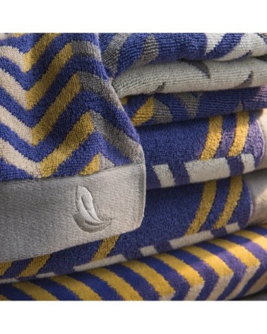 Drap de douche coton 70x140 cm bleu foncé rayé