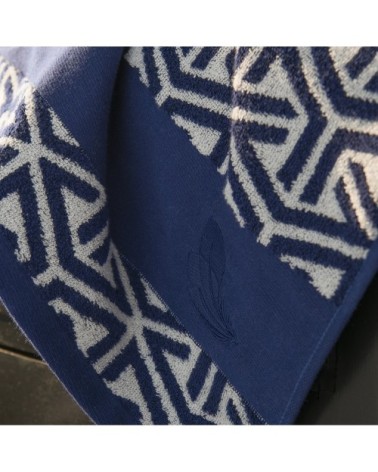 Serviette coton 50x100 cm bleu foncé imprimé