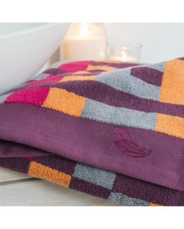 Serviette coton 50x100 cm violet imprimé