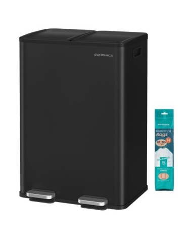 Poubelle de cuisine 2 x 30 l 2 compartiments poubelle à pédale noir