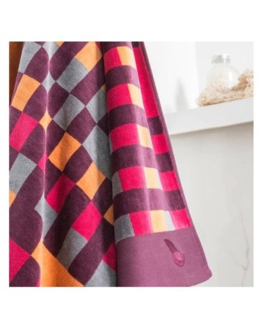 Serviette coton 50x100 cm violet imprimé