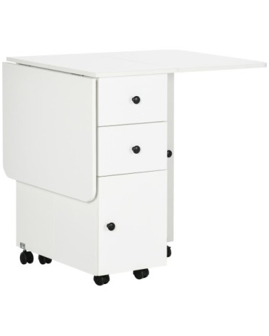 Table de cuisine pliable 2 plateaux rabattables blanc