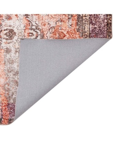 Tapis rayé vintage en polyester beige 80x150