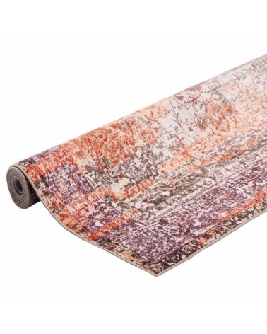 Tapis rayé vintage en polyester beige 80x150