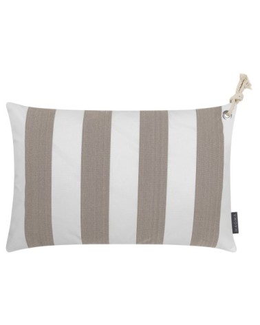 Housses de coussin rayées taupe/blanc avec corde - Lot de 2- 60x40